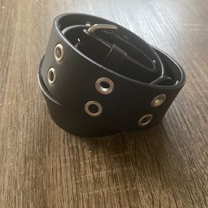 Black Grommet leather belt